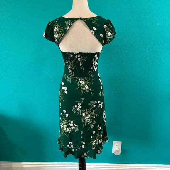 Reformation Rosi Dress Color Buena Green Sweetheart Neck Cut Out Back Size 4 - Picture 4 of 7